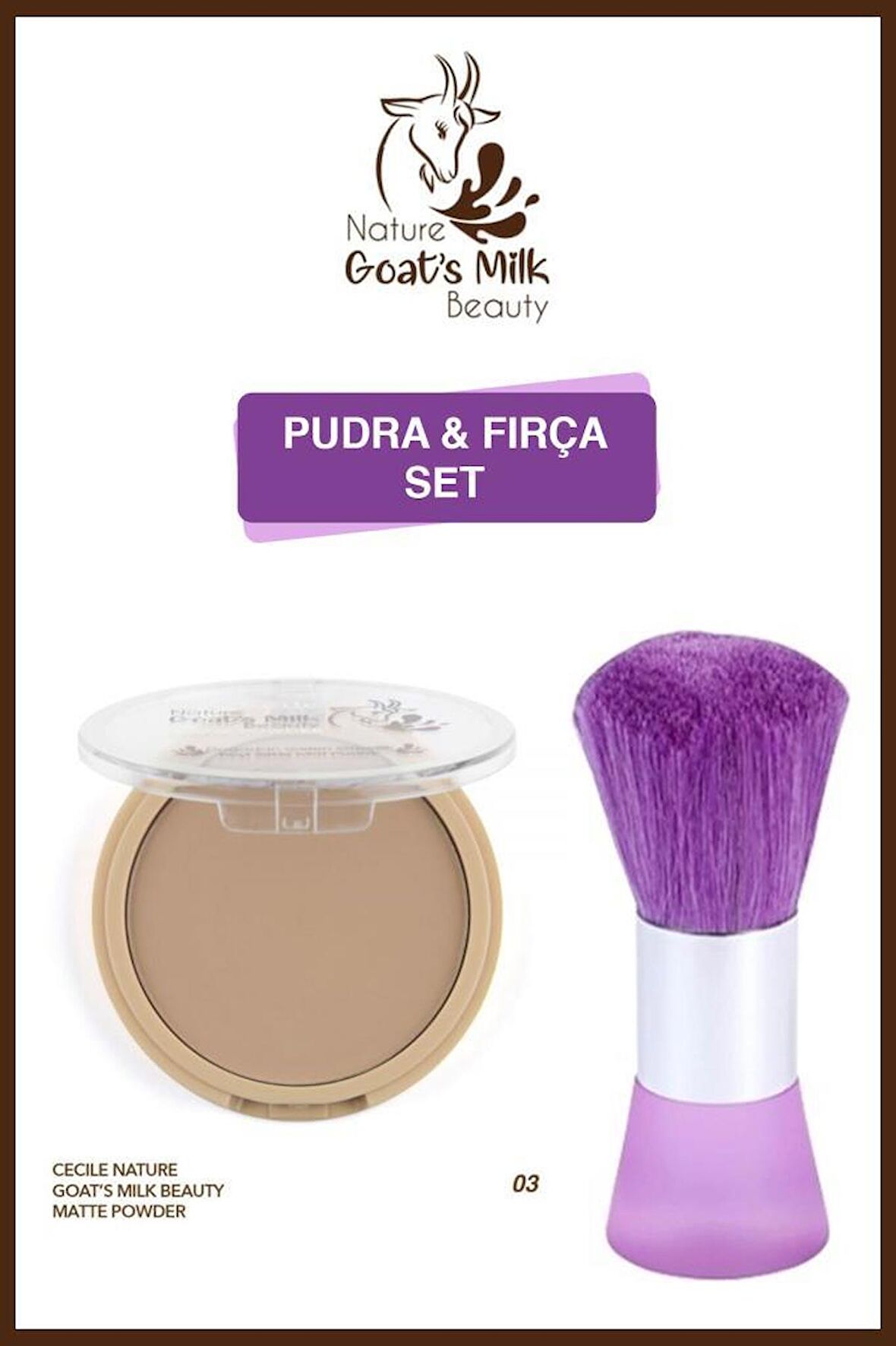 Cecile Keçi Sütlü Matte Powder 03 Pudra Fırçası Seti