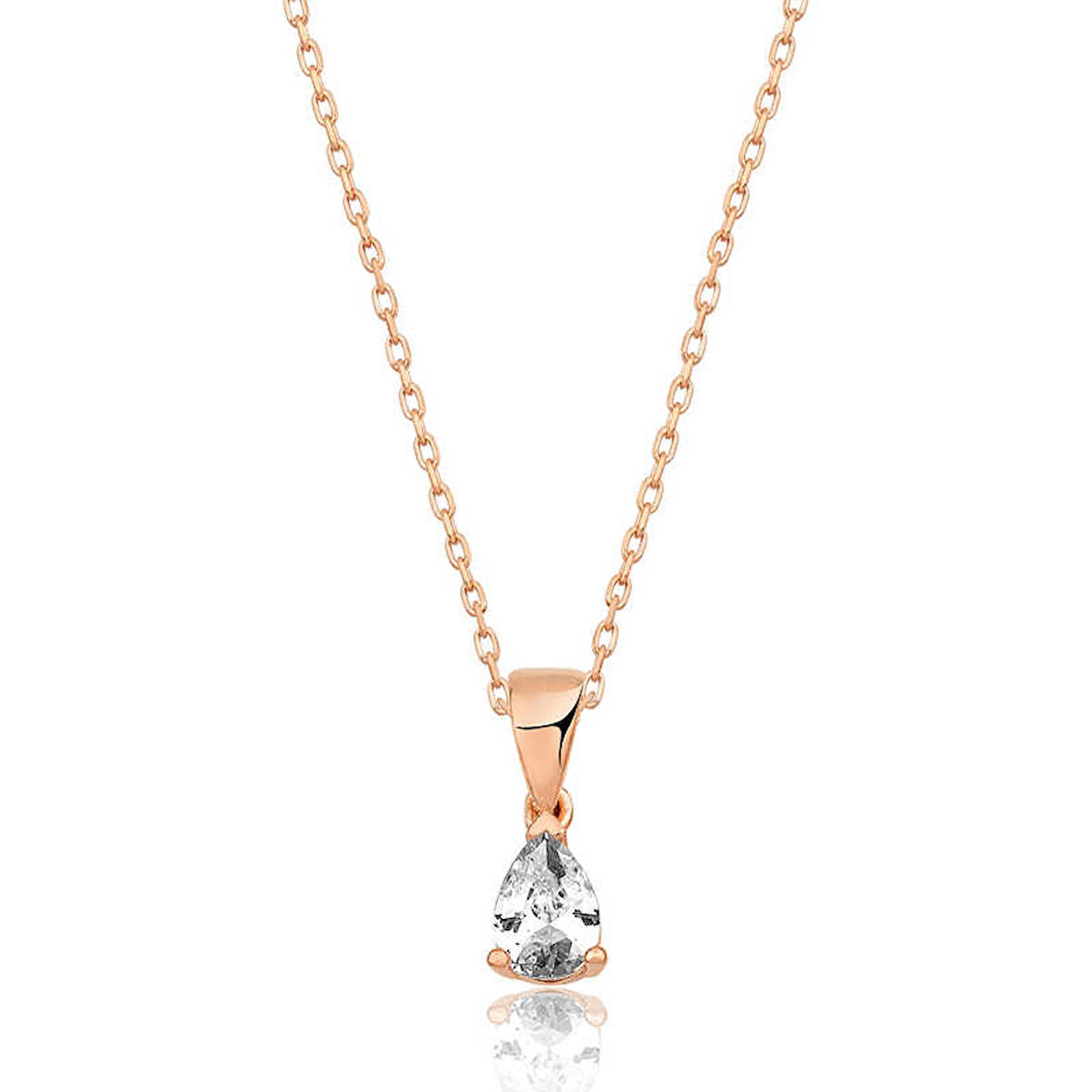 ​Gümüş Rose Damla Taş Kolye