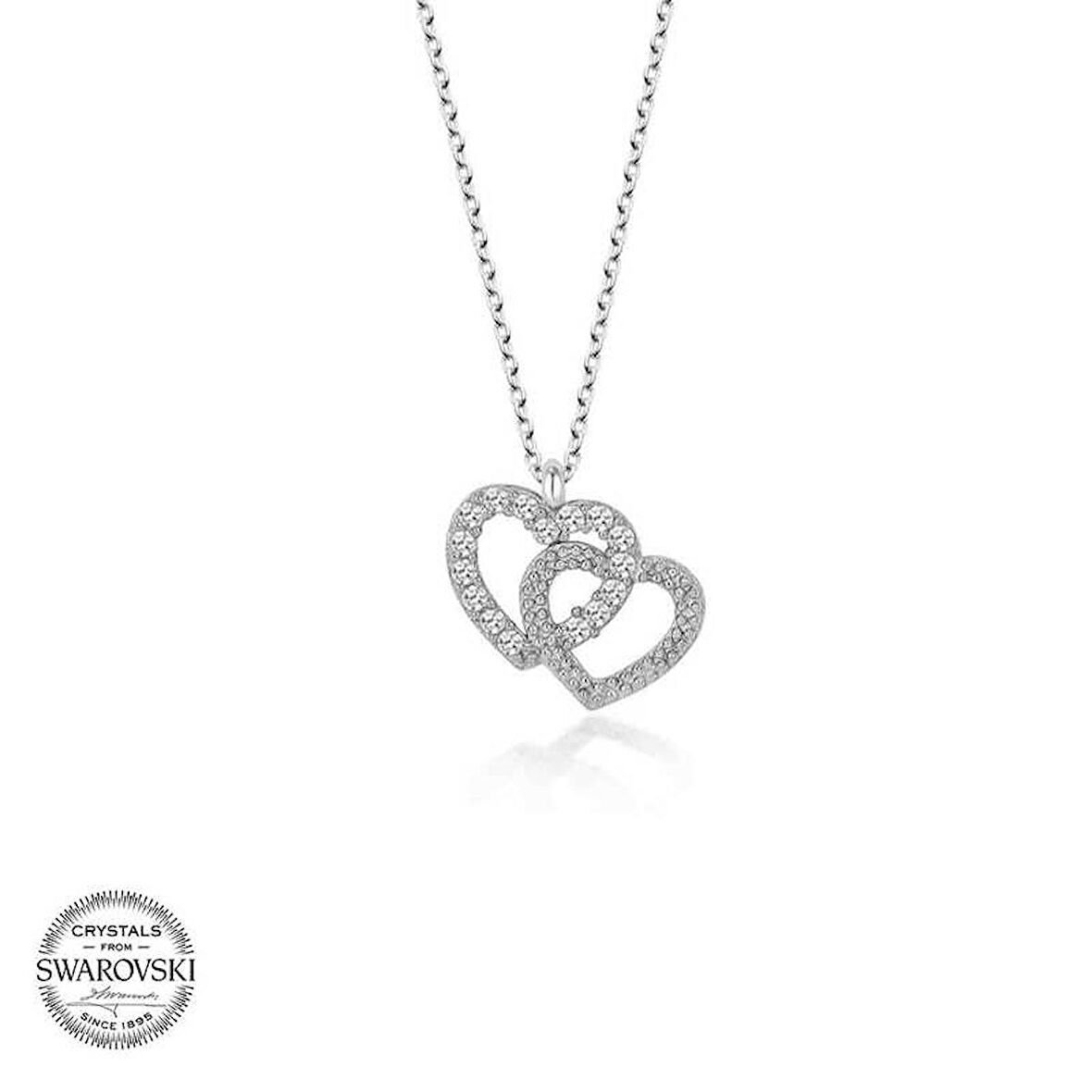Swarovski Taşlı Gümüş Kalp Kadın Kolye