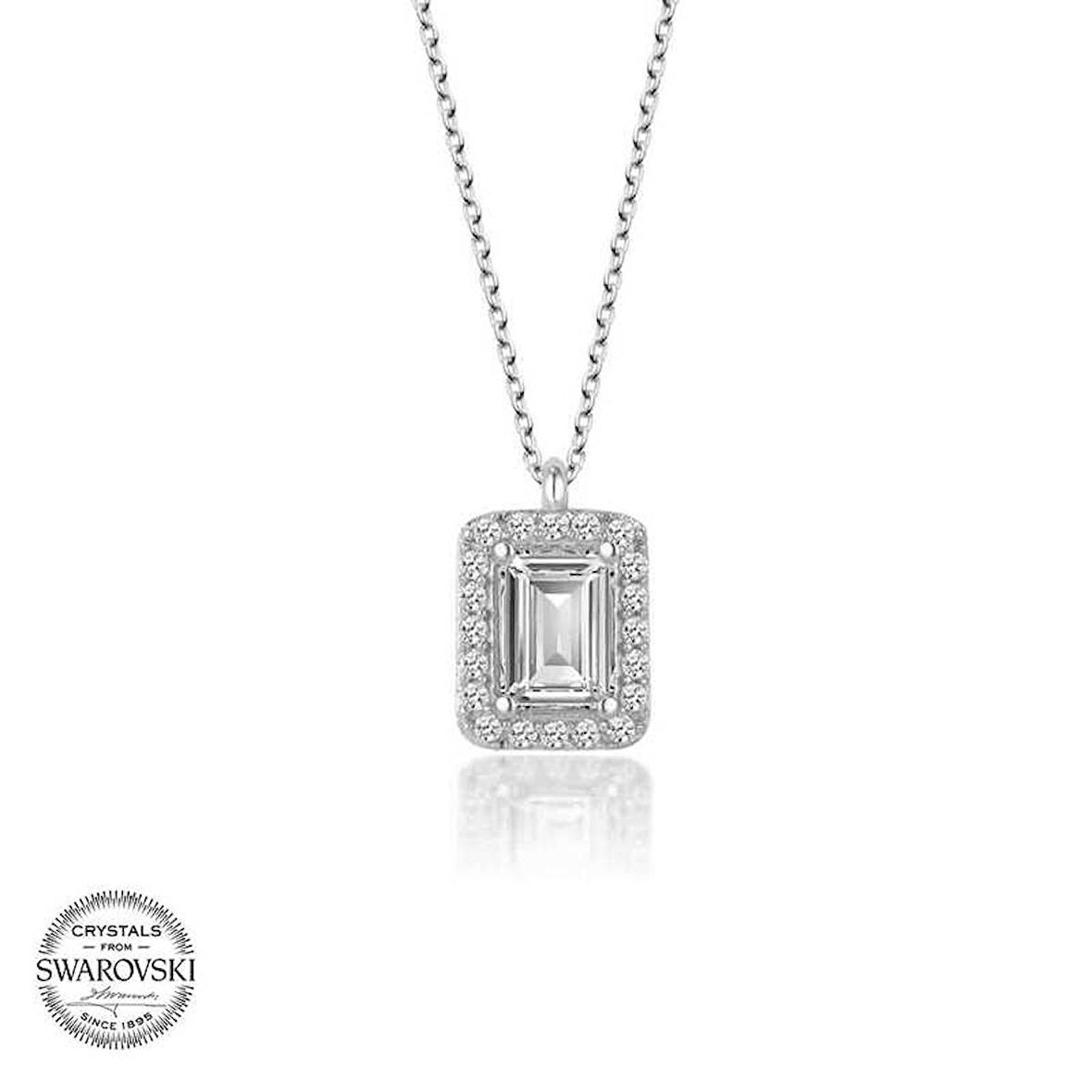 Swarovski Taşlı Gümüş Baget Bayan Kolye