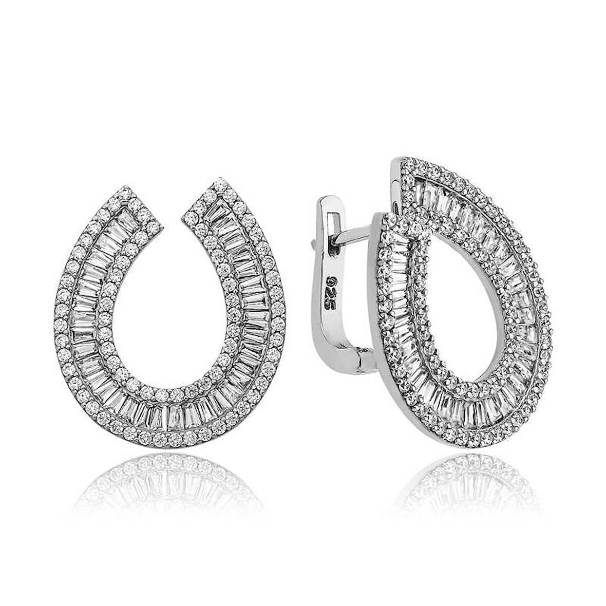 Gümüş Trapez Taşlı  Kadın Küpe