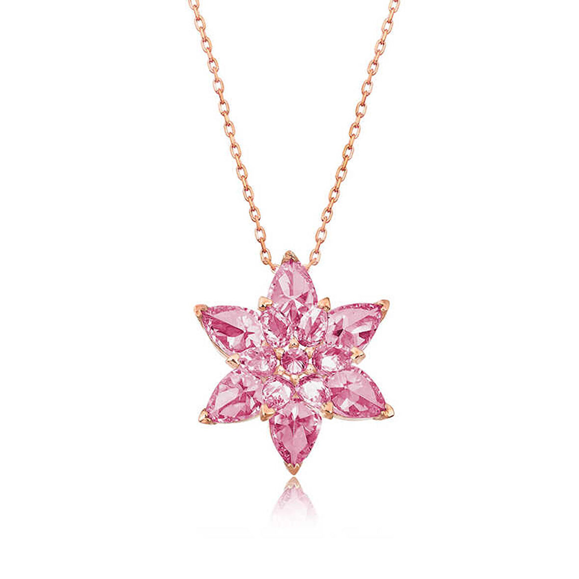 Gümüş Pembe Lotus Çiçeği Kolye