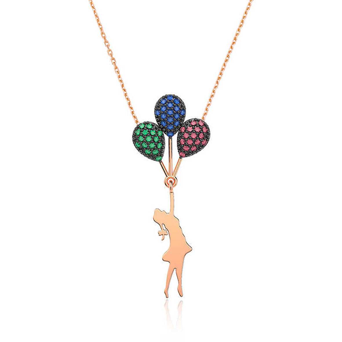 ​Gümüş Renkli Balonlu Kız Kolye