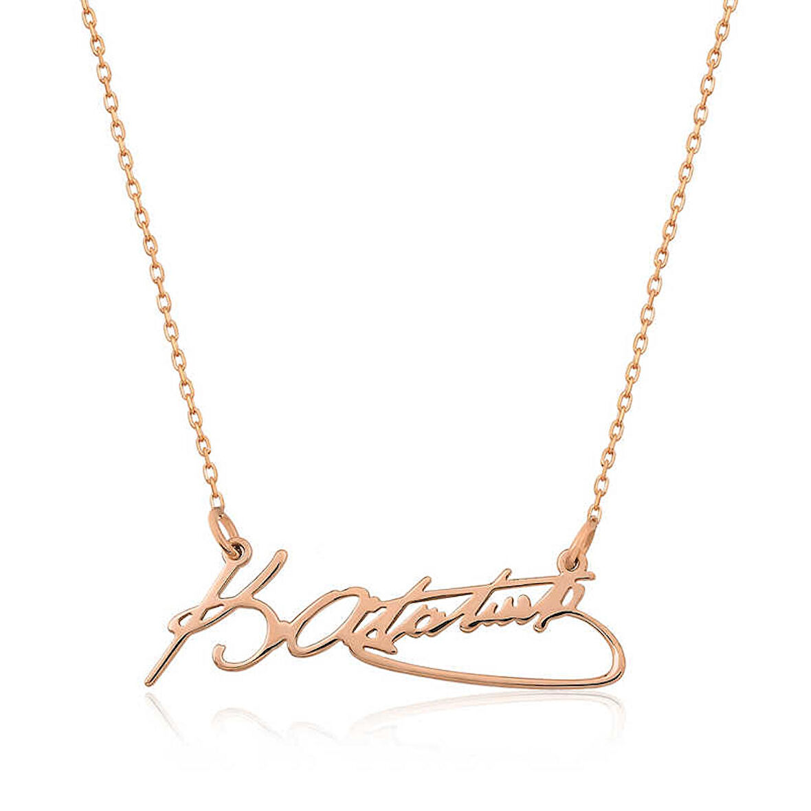 Gümüş Kemal Atatürk İmza Kadın Kolye