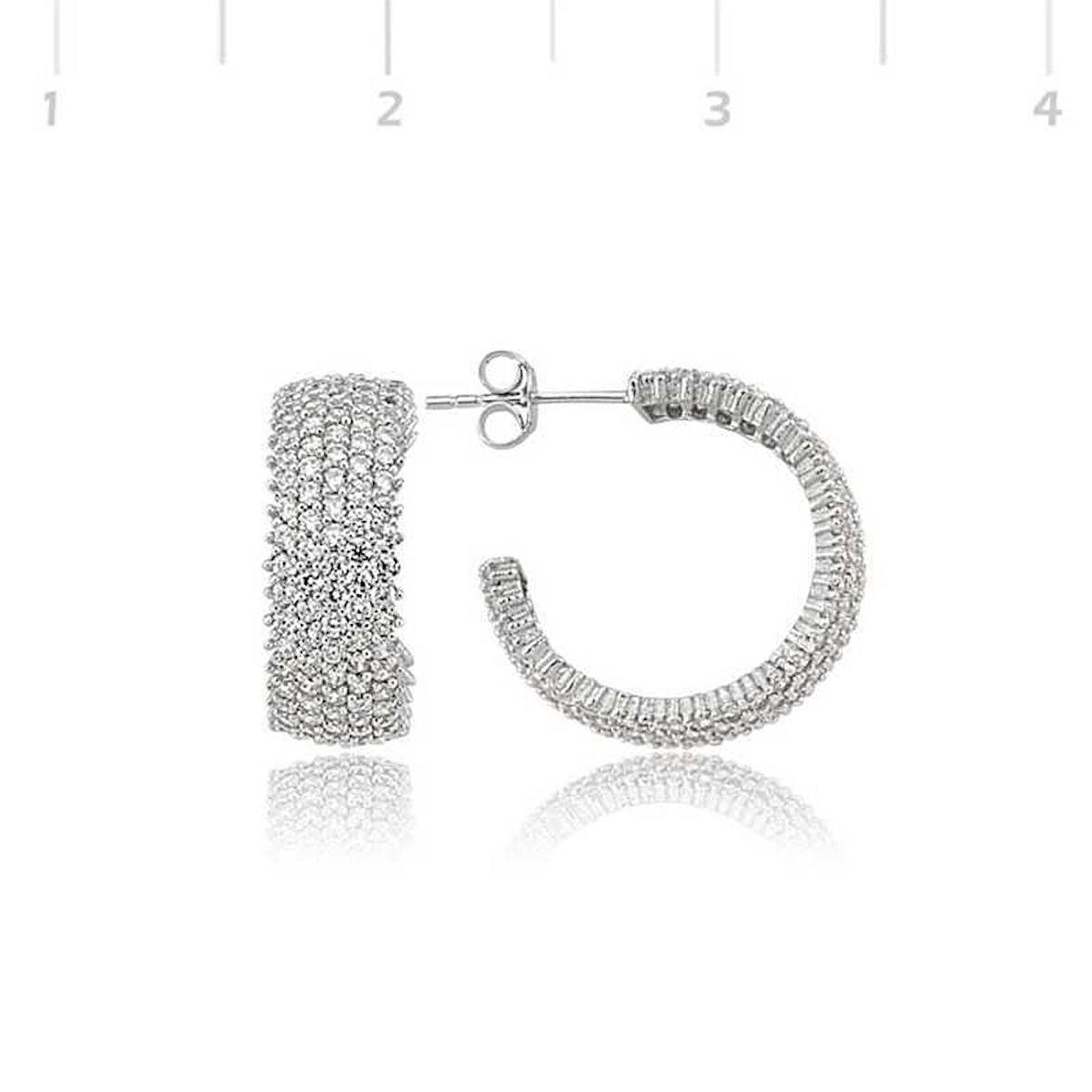 Gümüş Beş Sıra Beyaz Tamtur Küpe