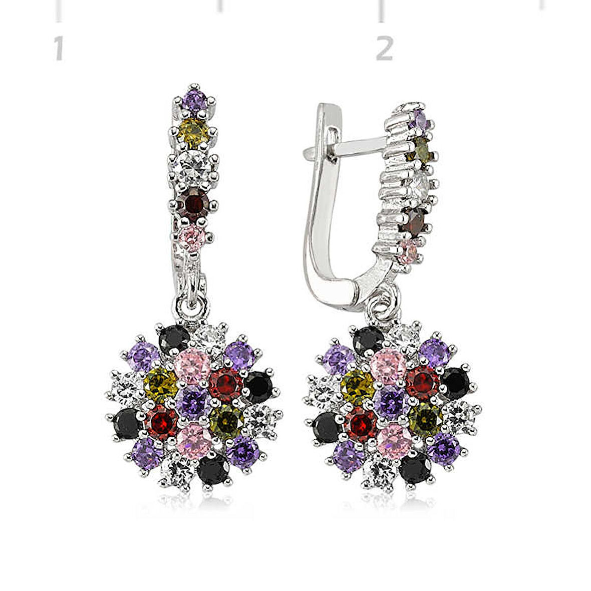 Gümüş Renkli Taşlı Küpe