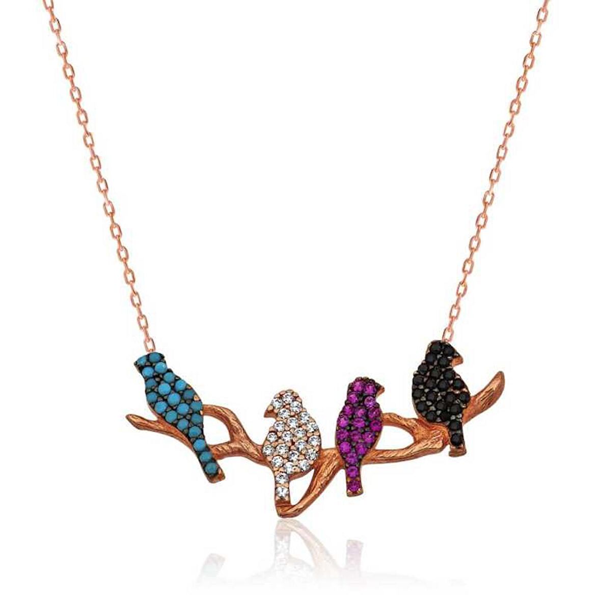 Gümüş Çalı Kuşları Kadın Kolye