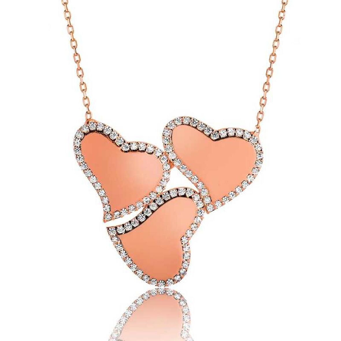 Gümüş İsimli Üç Kalpli Kadın Kolye