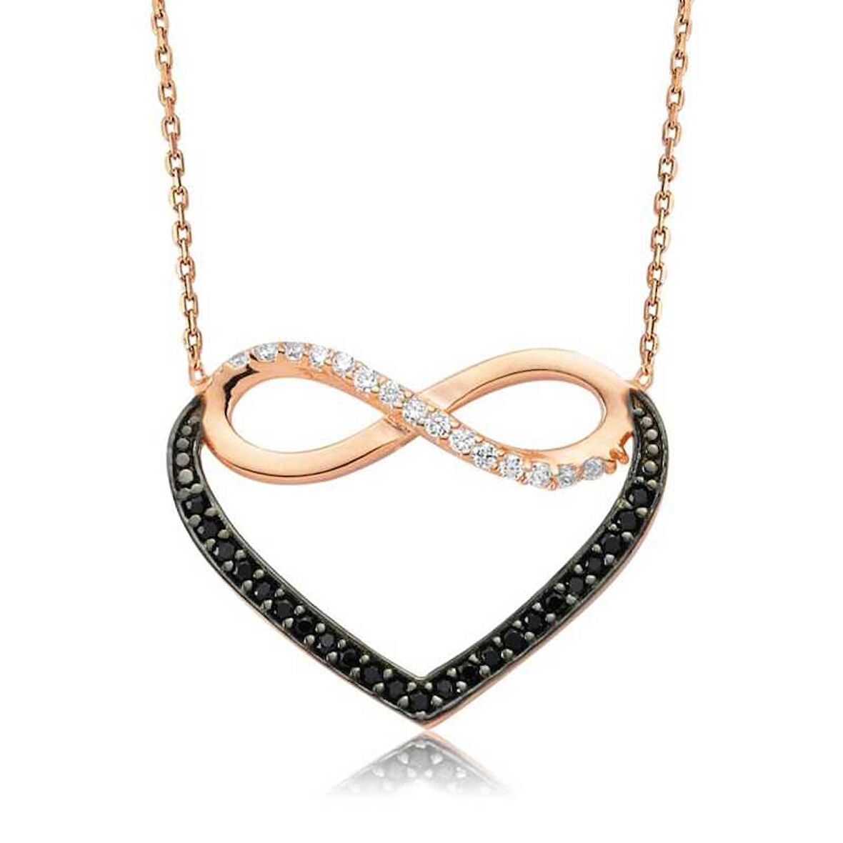 Gümüş Kalpli Sonsuzluk Kadın Kolye