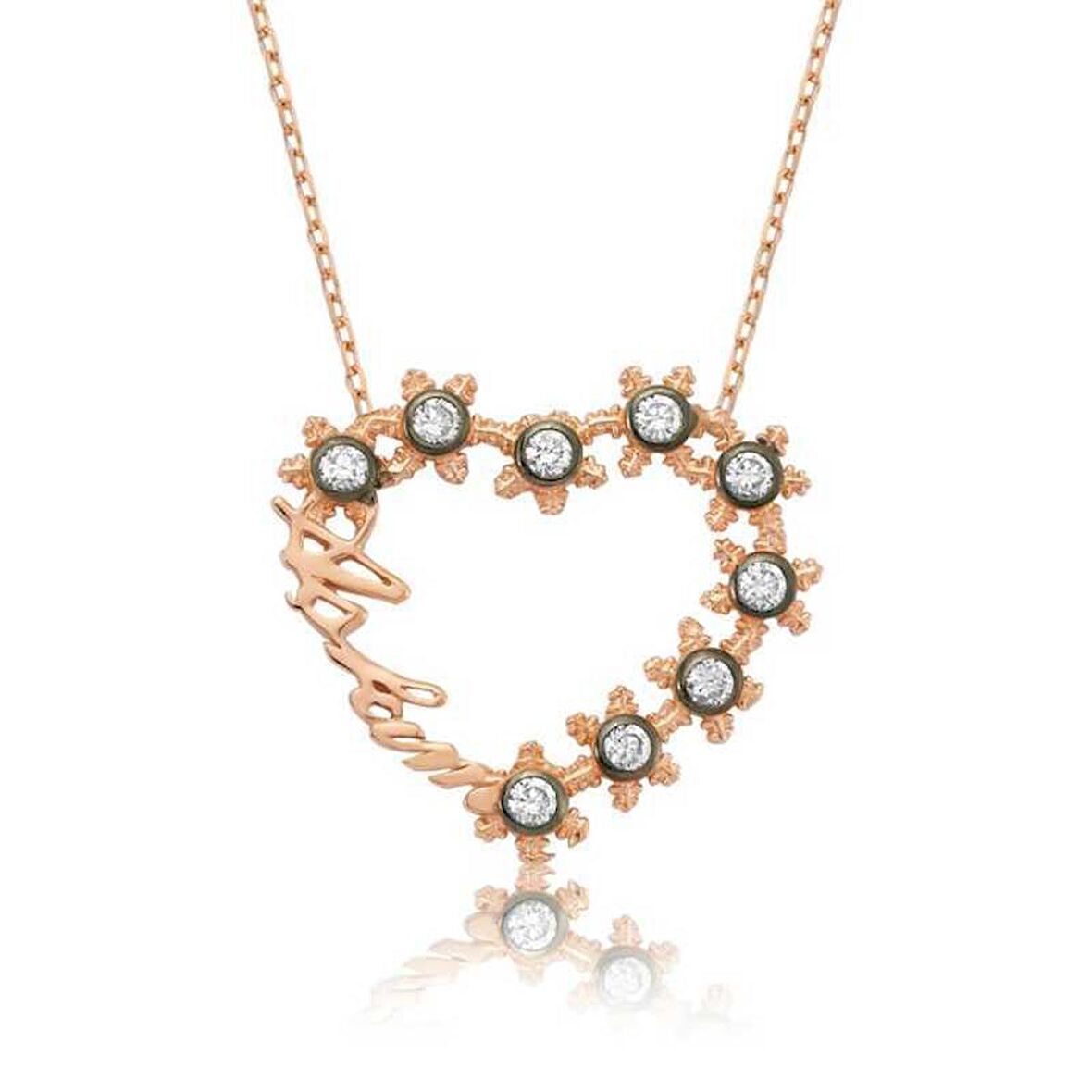 Gümüş Aşkım Yazılı Kalpli Kadın Kolye