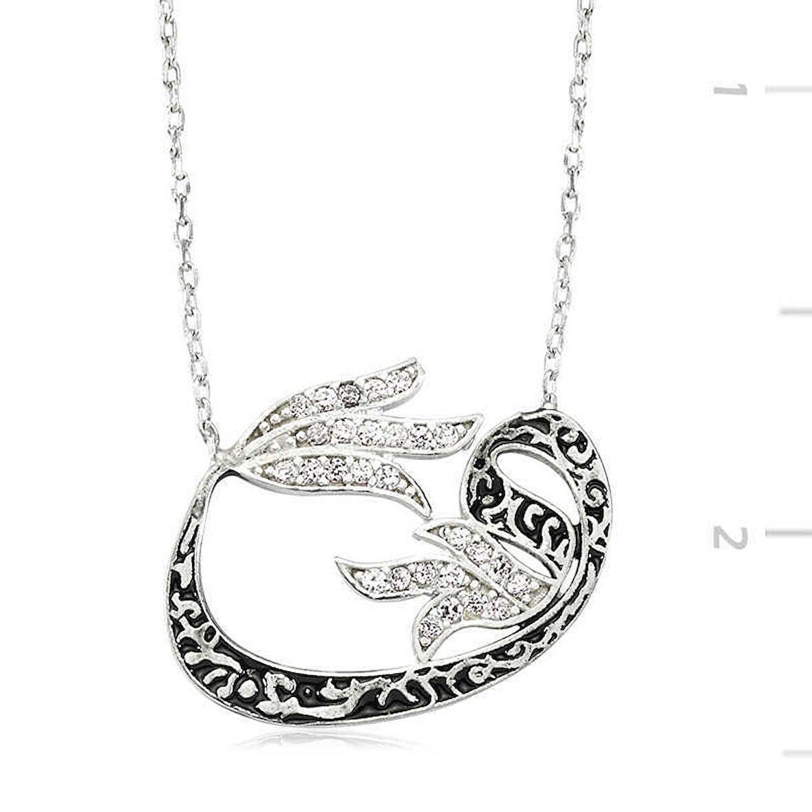 Gümüş Lale Vav Kadın Kolye