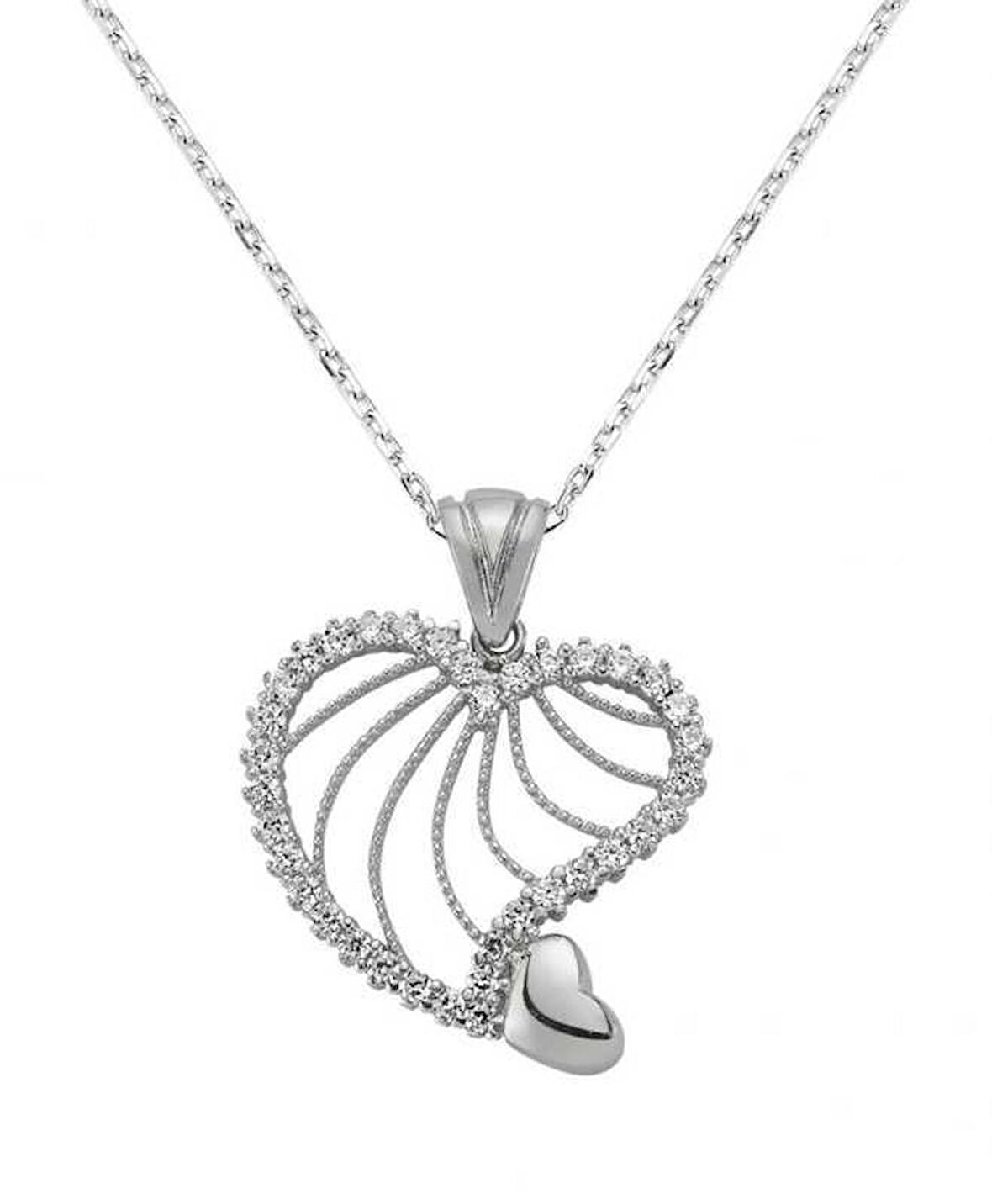 Gümüş Kalpli Kadın Kolye