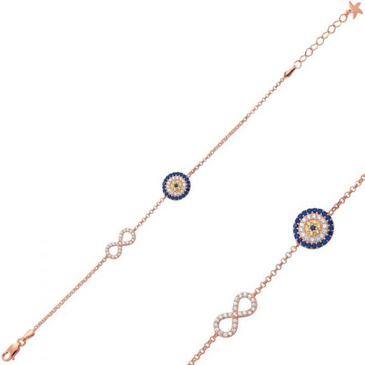 Gümüş Nazarlı Sonsuzluk Kadın Bileklik