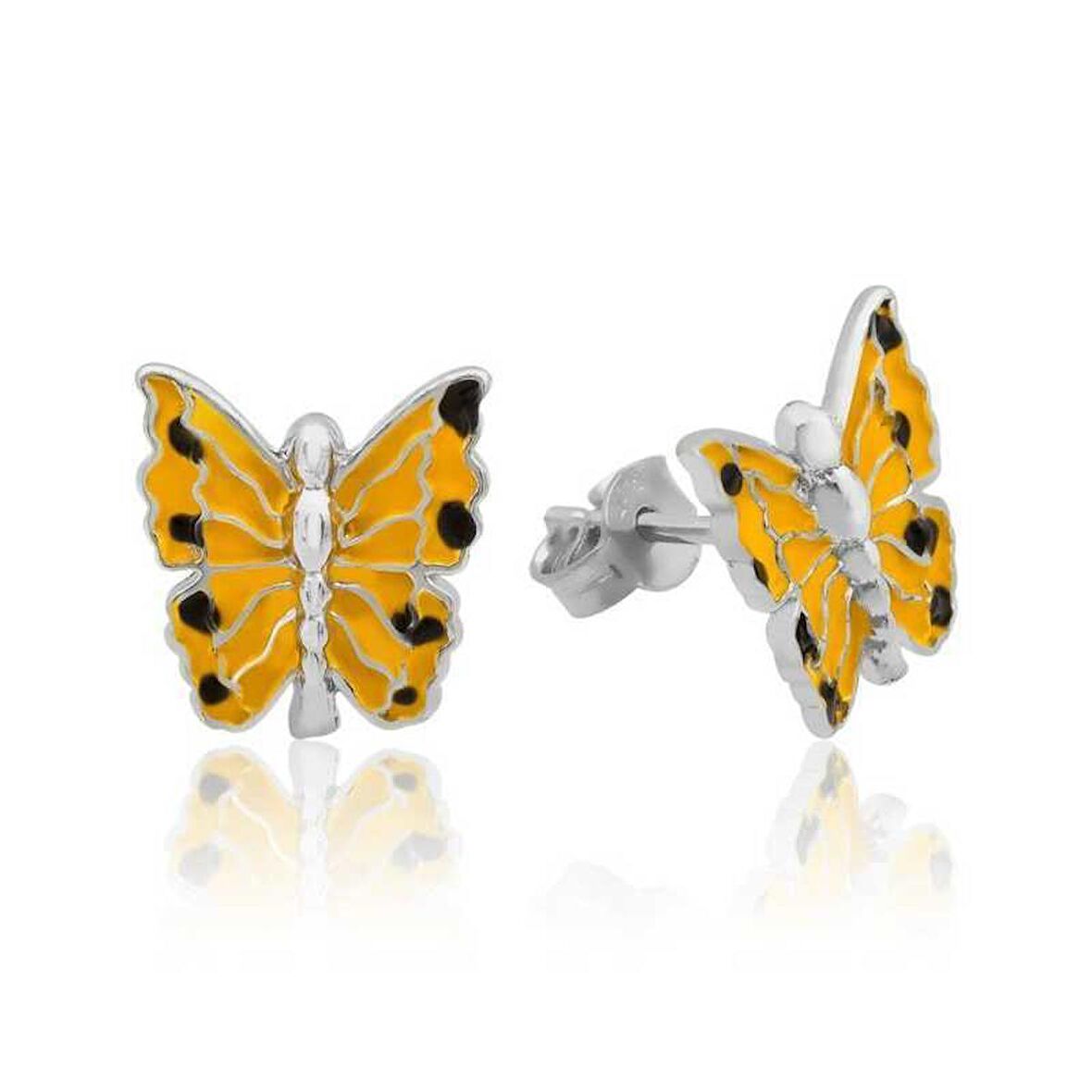 Gümüş Sarı Kelebek Çocuk Küpesi