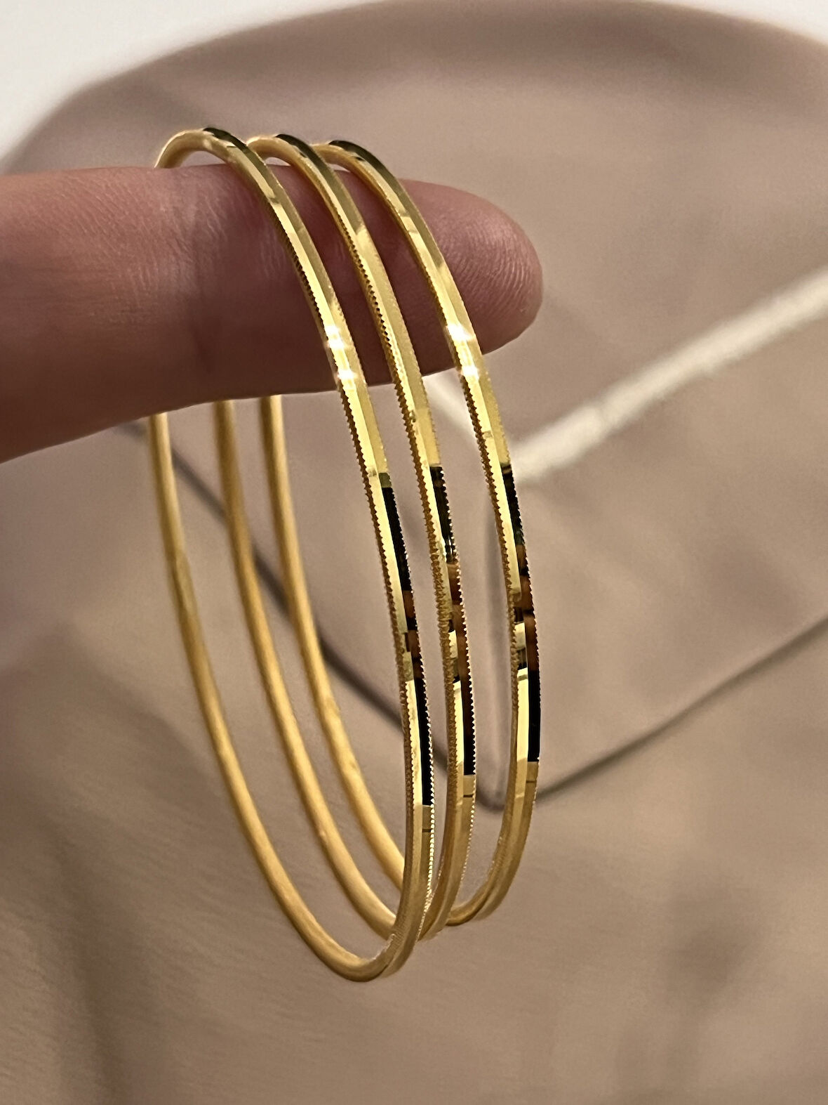 Ajda Gold Kaplama 3 Adet 925 Ayar Gümüş Bilezik