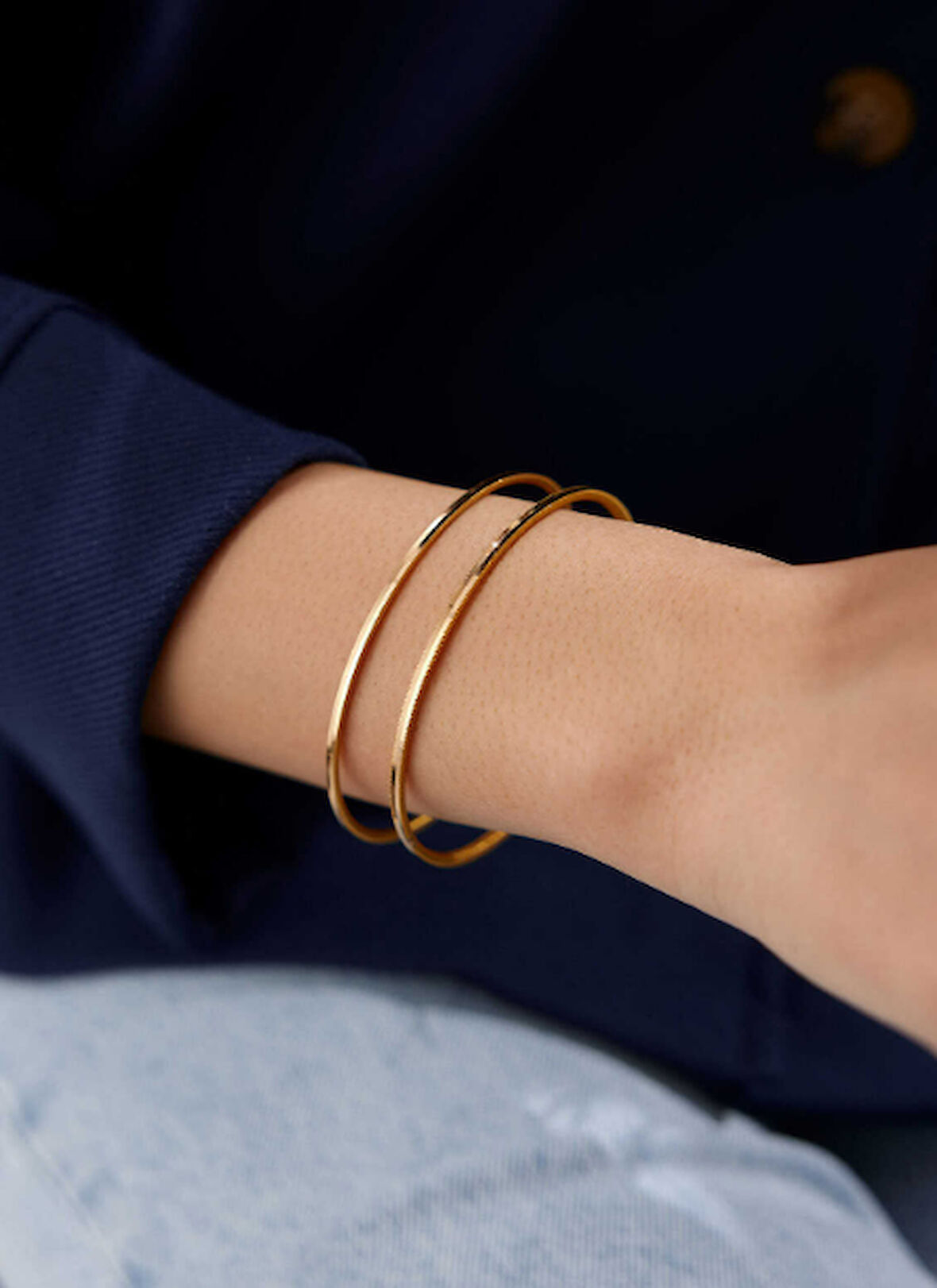 Ajda İki Adet Rose Kaplama 925 Ayar Gümüş Bilezik