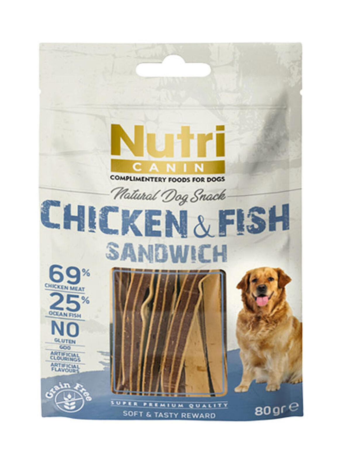 Nutri Canin Tahılsız 80 Gr Tavuk Balık Etli Sandvic Köpek Ödülü 6 Adet