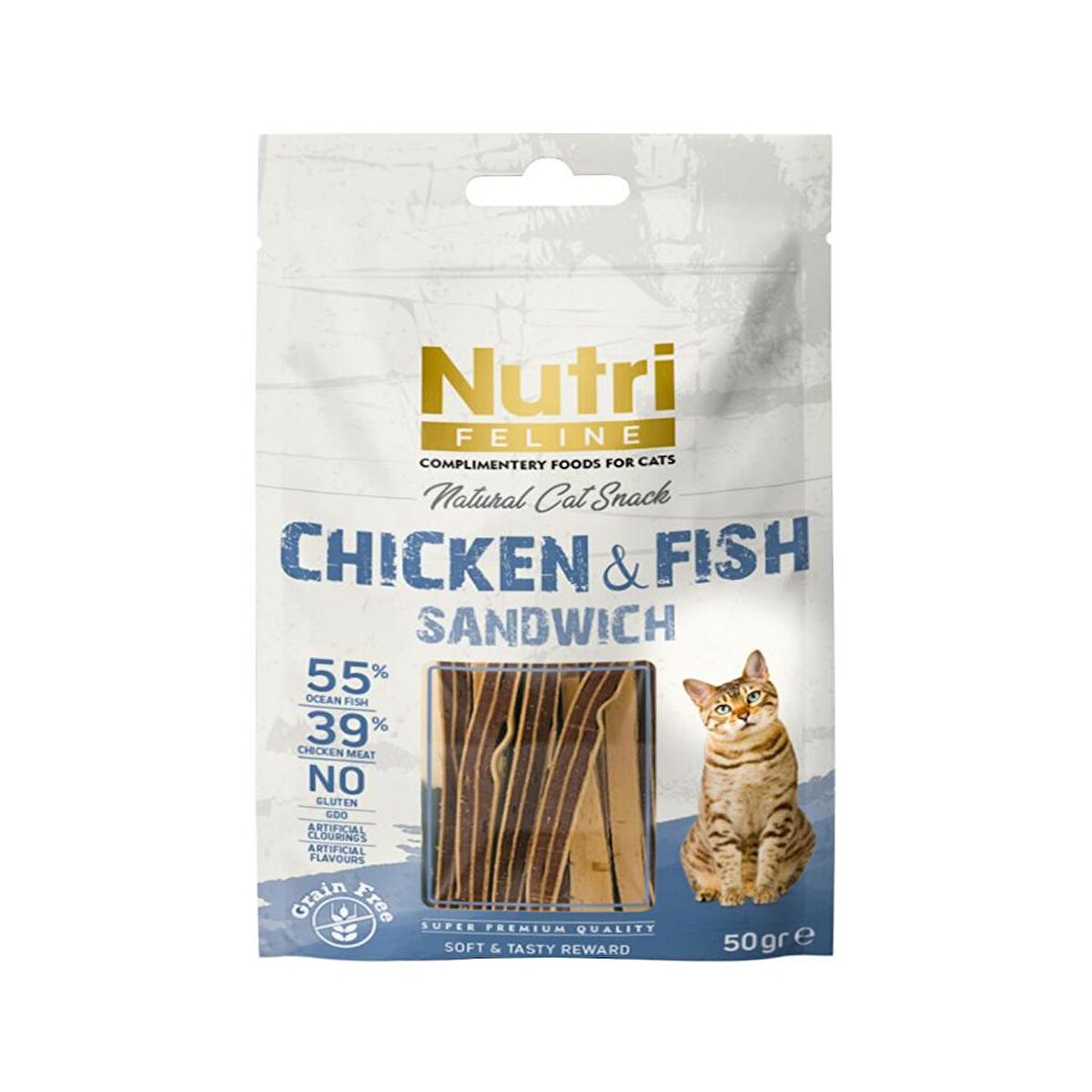 Nutri Feline Tahılsız 50 Gr Tavuk Balık Etli Sandvic Kedi Ödülü 1 Adet