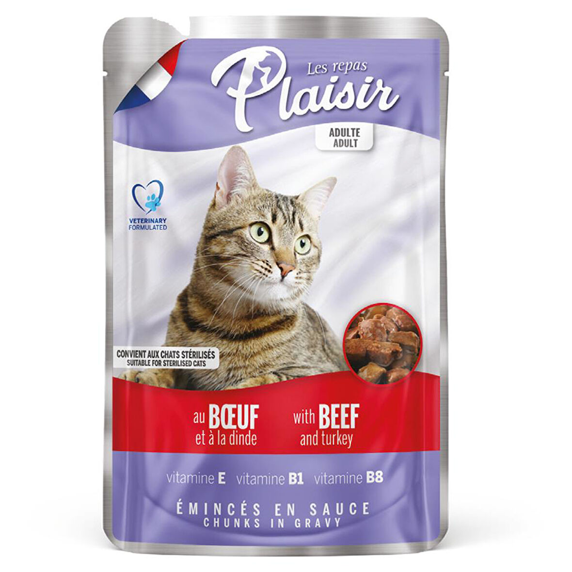 Plaisir 100Gr Pouch Beef and Dinde Sığır Hindi Etli 1Adet Kedi Maması