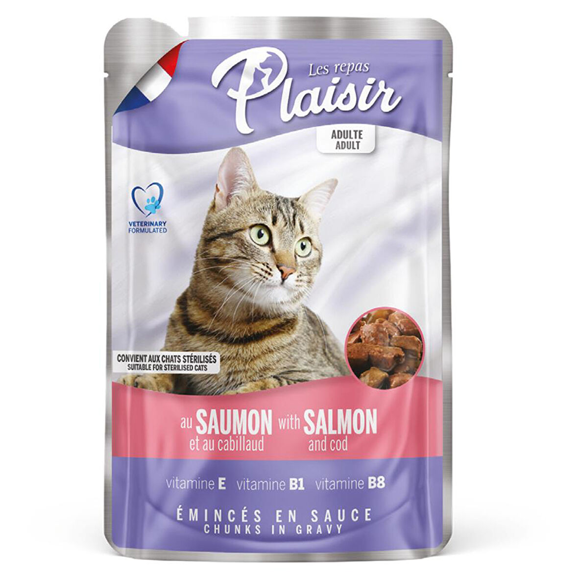 Plaisir 100Gr Pouch Salmon and Cod Somon Morina Etli 1Adet Kedi Maması