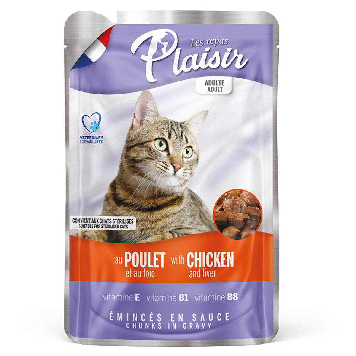 Plaisir 100Gr  Pouch Chicken and Liver Tavuk Etli Ciğerli 1Adet Kedi Maması