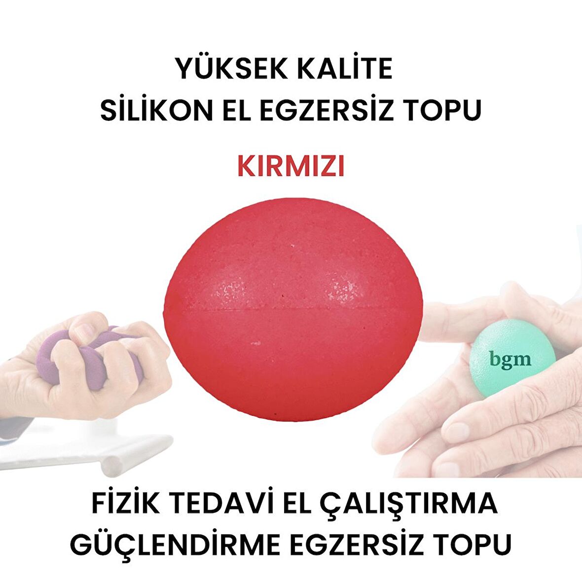 Silikon El Egzersiz Topu Stres Topu -KIRMIZI- Fizik Tedavi El Çalıştırma Güçlendirme Egzersiz Topu