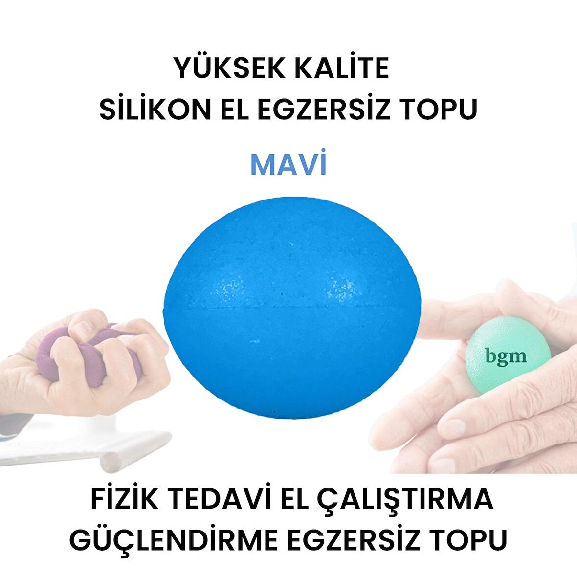 Silikon El Egzersiz Topu Stres Topu -MAVİ- Fizik Tedavi El Çalıştırma Güçlendirme Egzersiz Topu