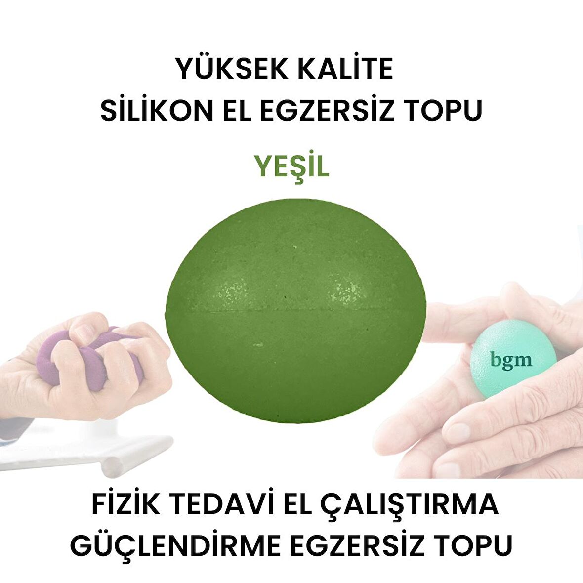 Silikon El Egzersiz Topu Stres Topu -YEŞİL- Fizik Tedavi El Çalıştırma Güçlendirme Egzersiz Topu