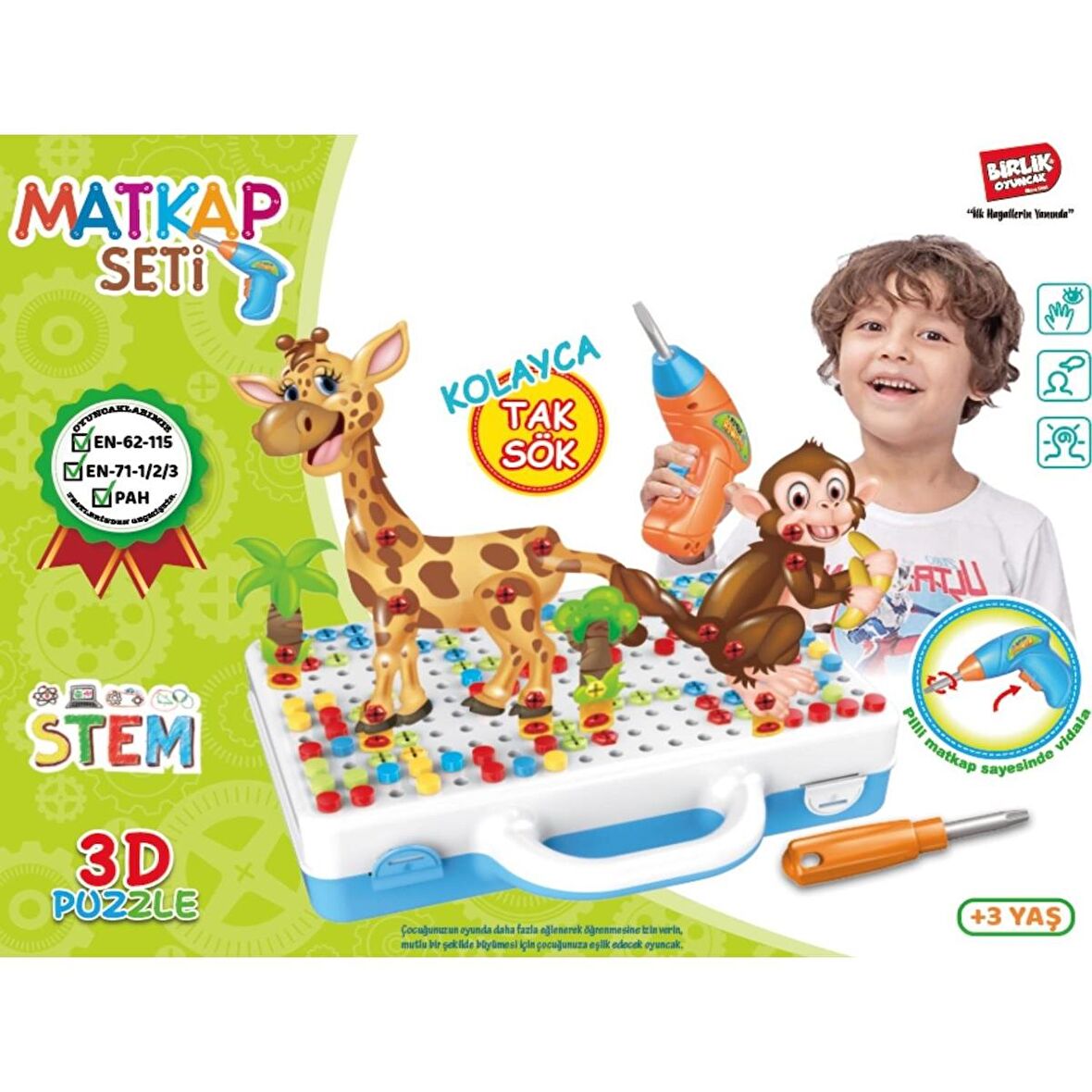 Eğitici Matkaplı Creative Puzzle 340 Parça 3D Oyuncak Seti - Matkap Oyuncak - Eğitici Oyuncak