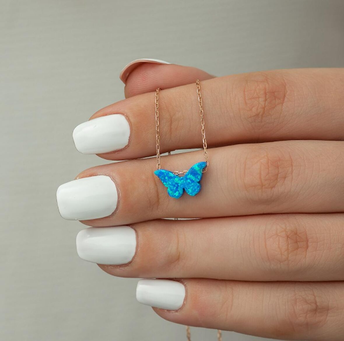 KELEBEK OPAL 925 AYAR GÜMÜŞ KOLYE