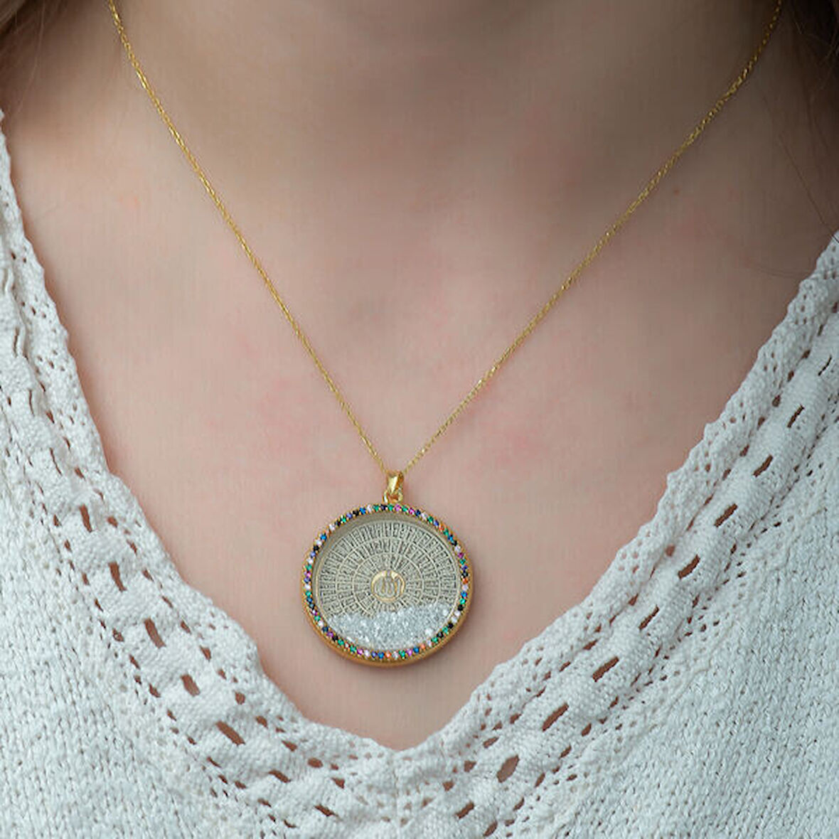 Mix Taşlı Esmaul Husna 925 Ayar Gümüş Kolye