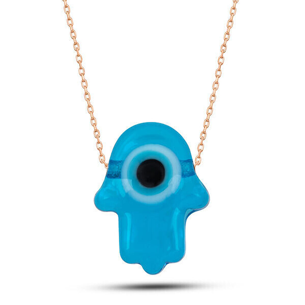 Fatma Ananın Eli Mavi Nazarlı 925 Ayar Gümüş Kolye