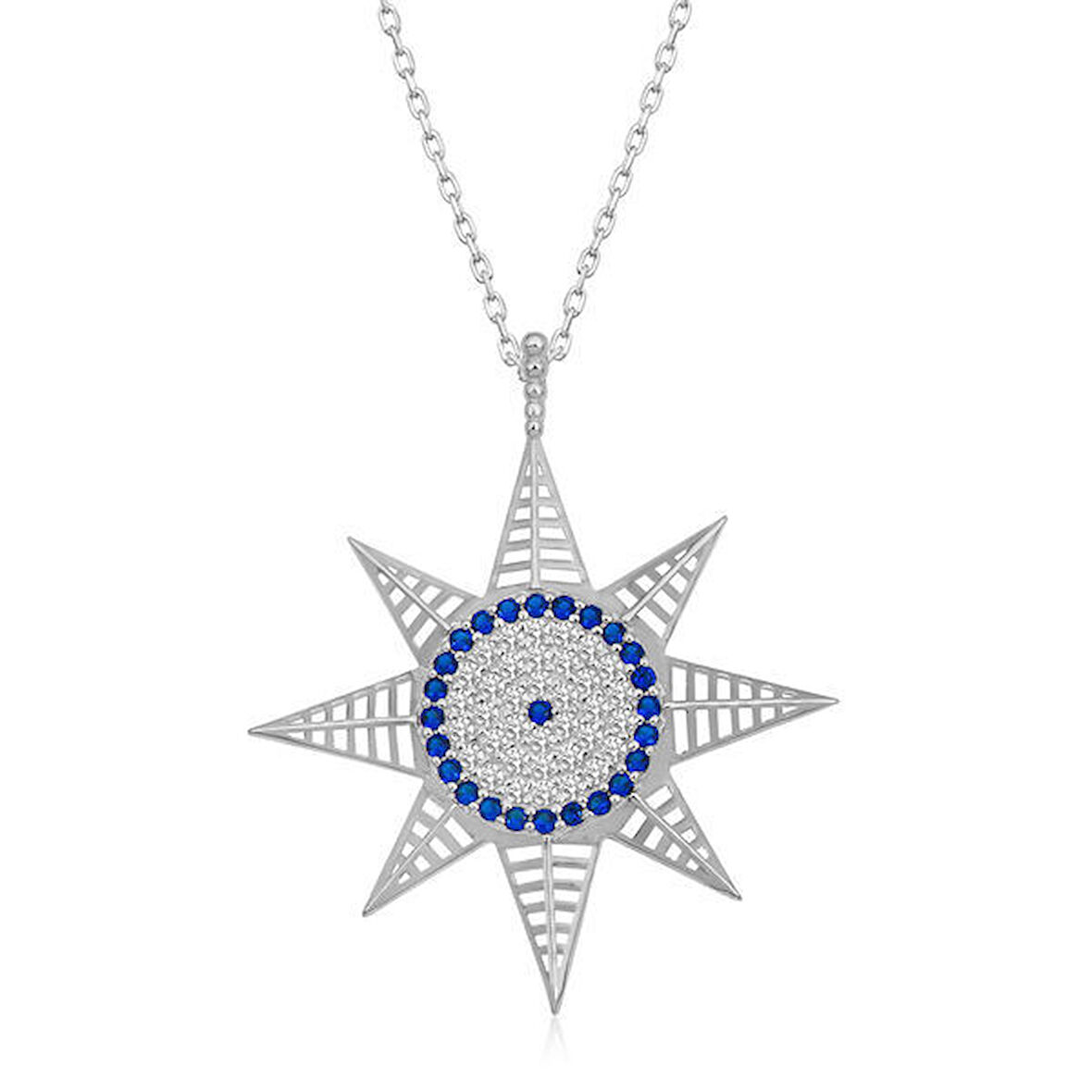 Nazar Boncuklu Yıldız 925 Ayar Gümüş Kolye