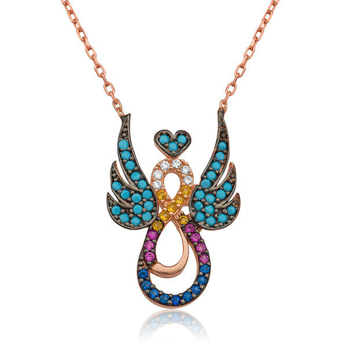 Sonsuz Melek Kanatlı Aşk 925 Ayar Gümüş Kolye