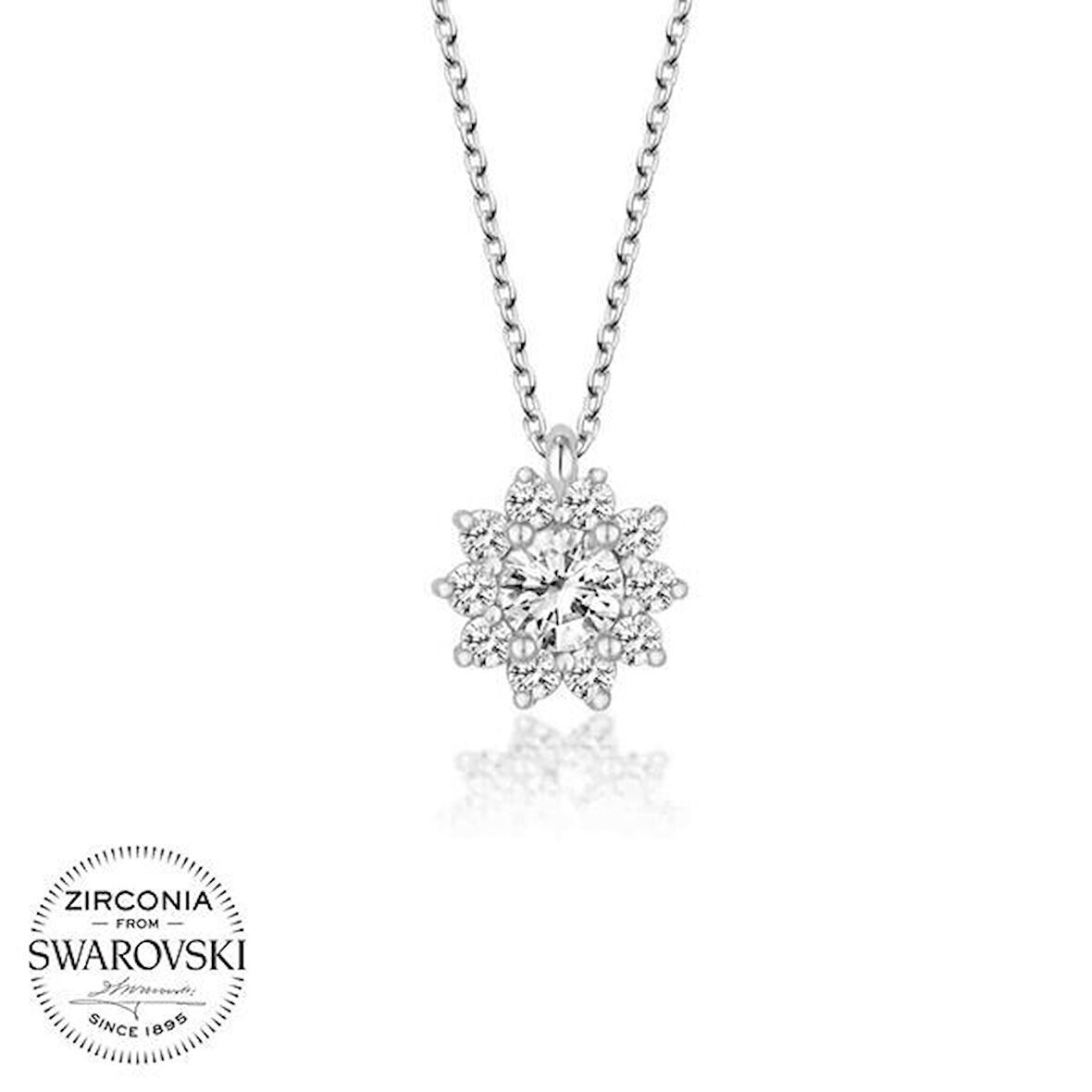 Taşlı Tek Taş 925 Ayar Gümüş Kolye