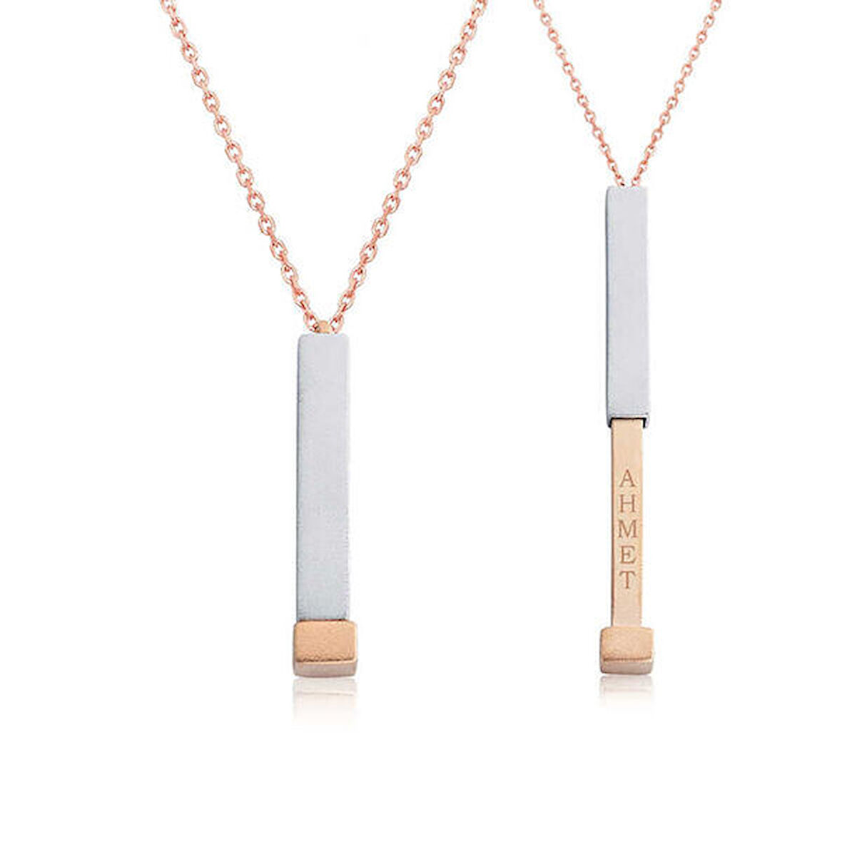 Rose Kişiye Özel İsim Yazılabilen  925 Ayar Gümüş Kadın Kolye