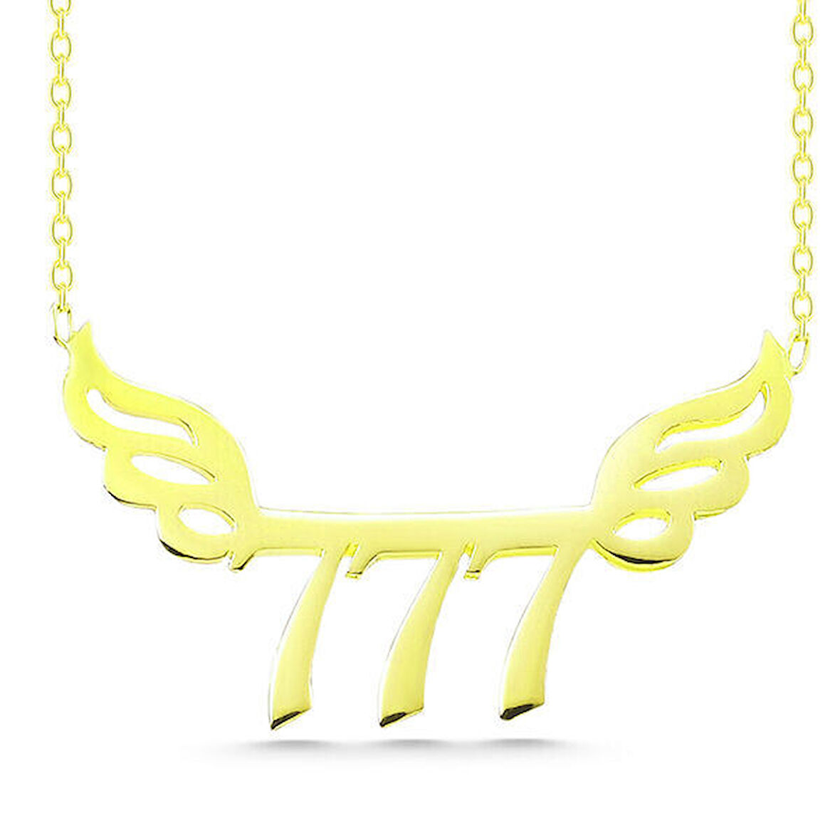 Gold 777 Şans Melek Kanatlı Melek Sayısı  925 Ayar Gümüş Kolye