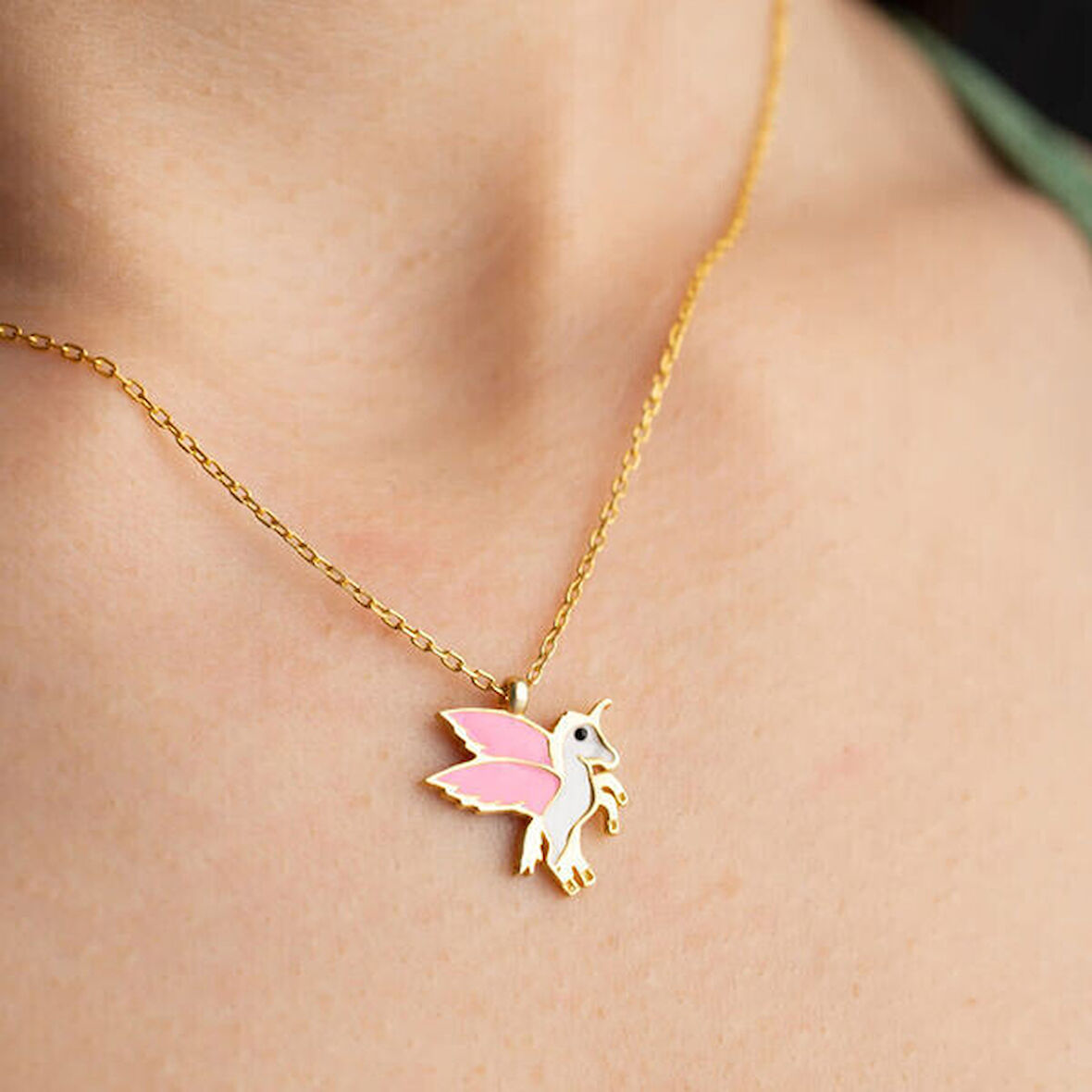 Kanatlı At Melek Kanatlı  925 Ayar Gümüş Kolye