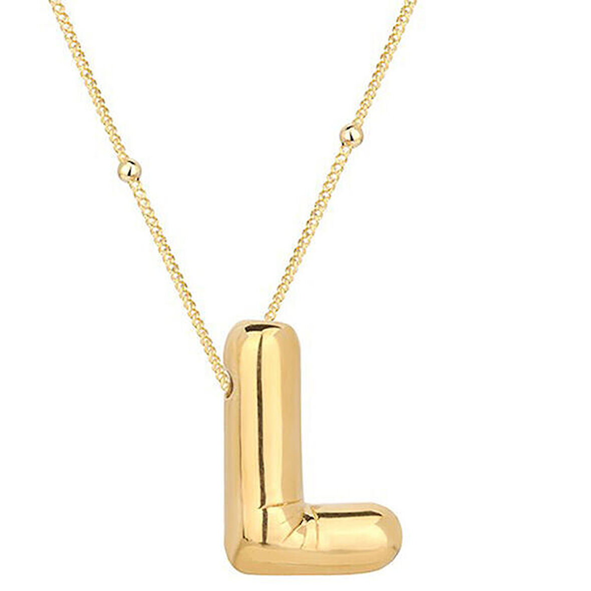 L Harfi Balon Gold  925 Ayar Gümüş Kadın Kolye