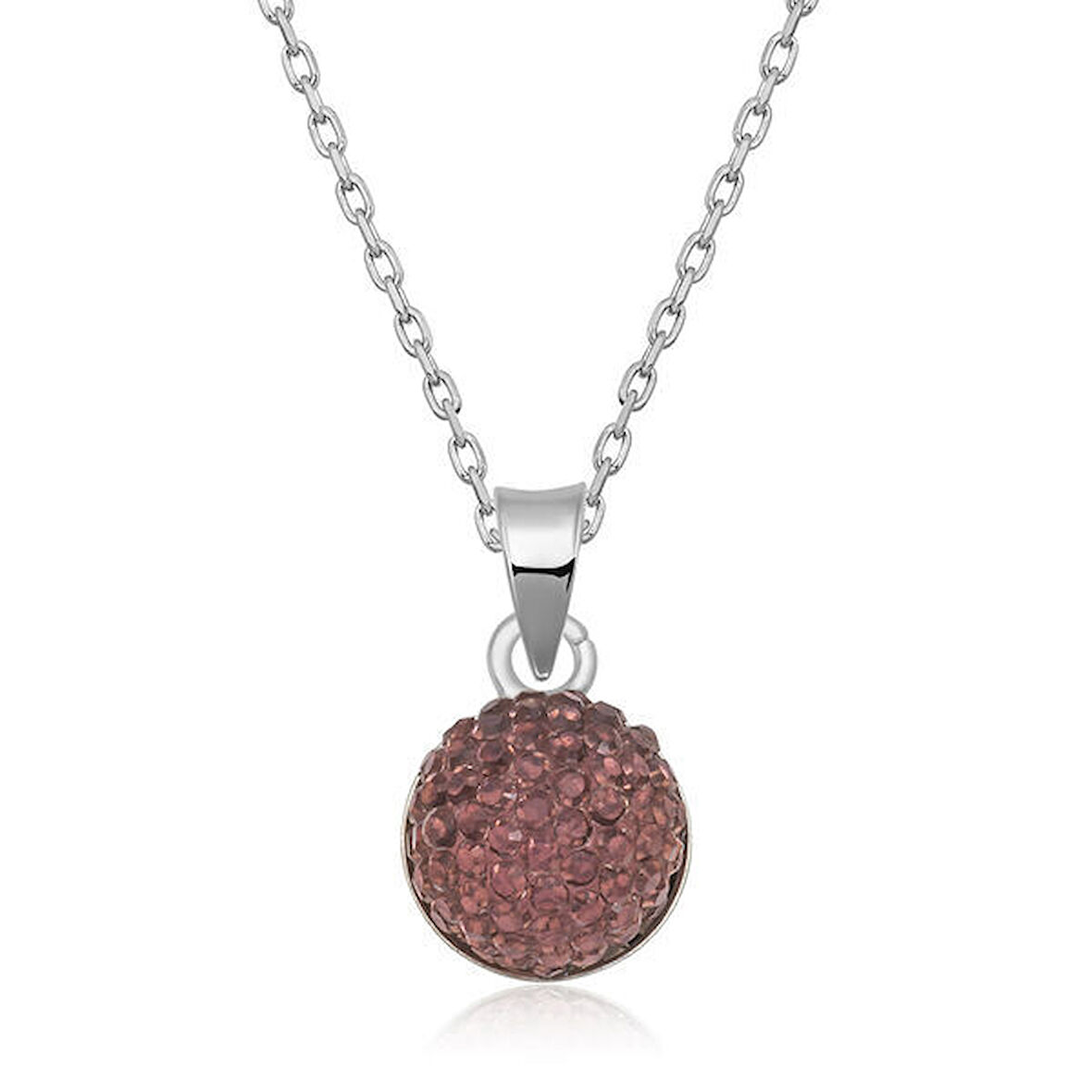 Kristal Zirkon Taşlı Kalp 925 Ayar Gümüş Kadın Kolye