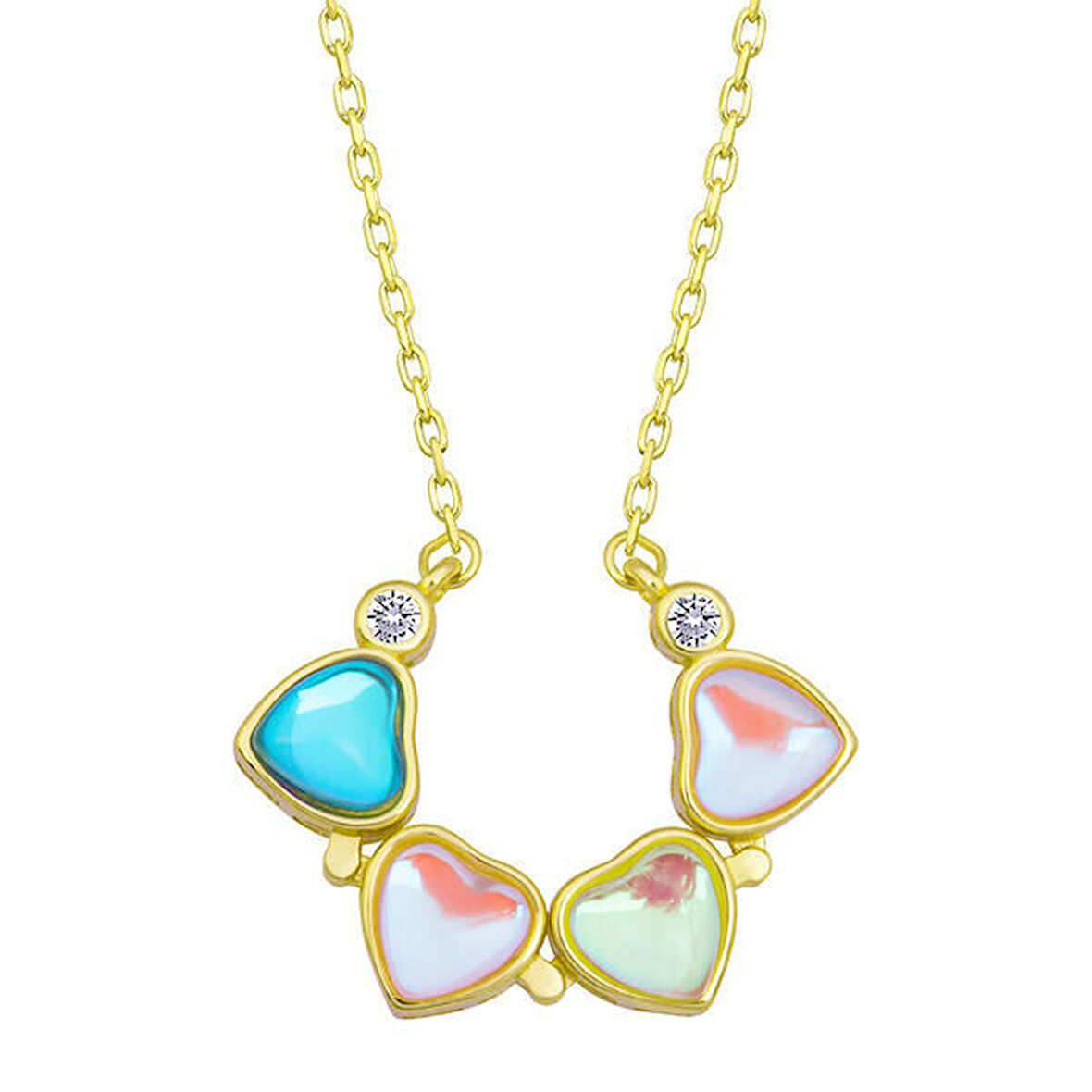 Renkli Açılabilen Yonca 925 Ayar Gümüş Kadın Kolye