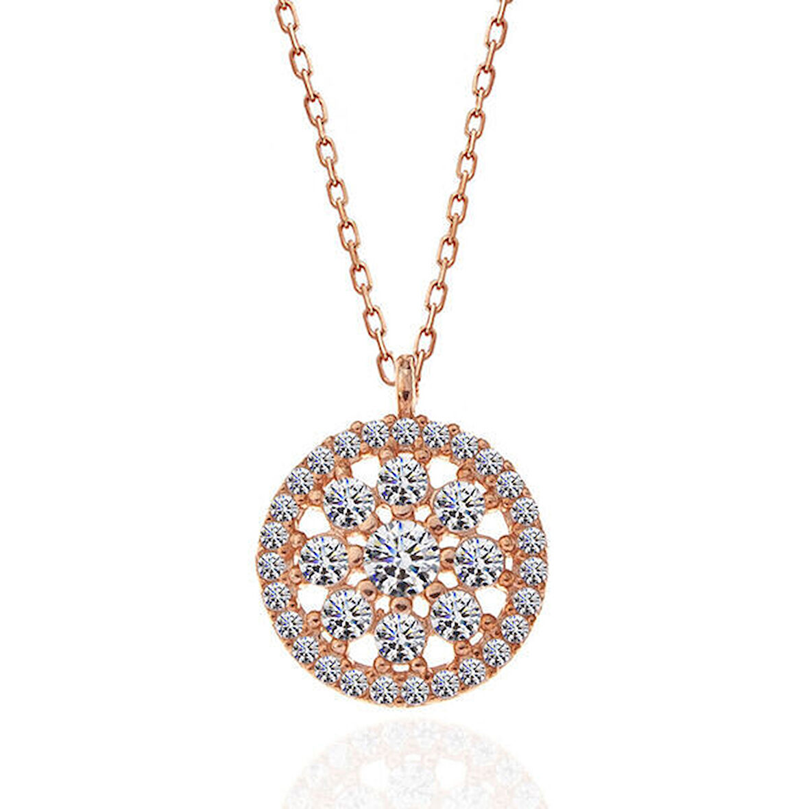 Rose Çiçek 925 Ayar Gümüş Kadın Kolye