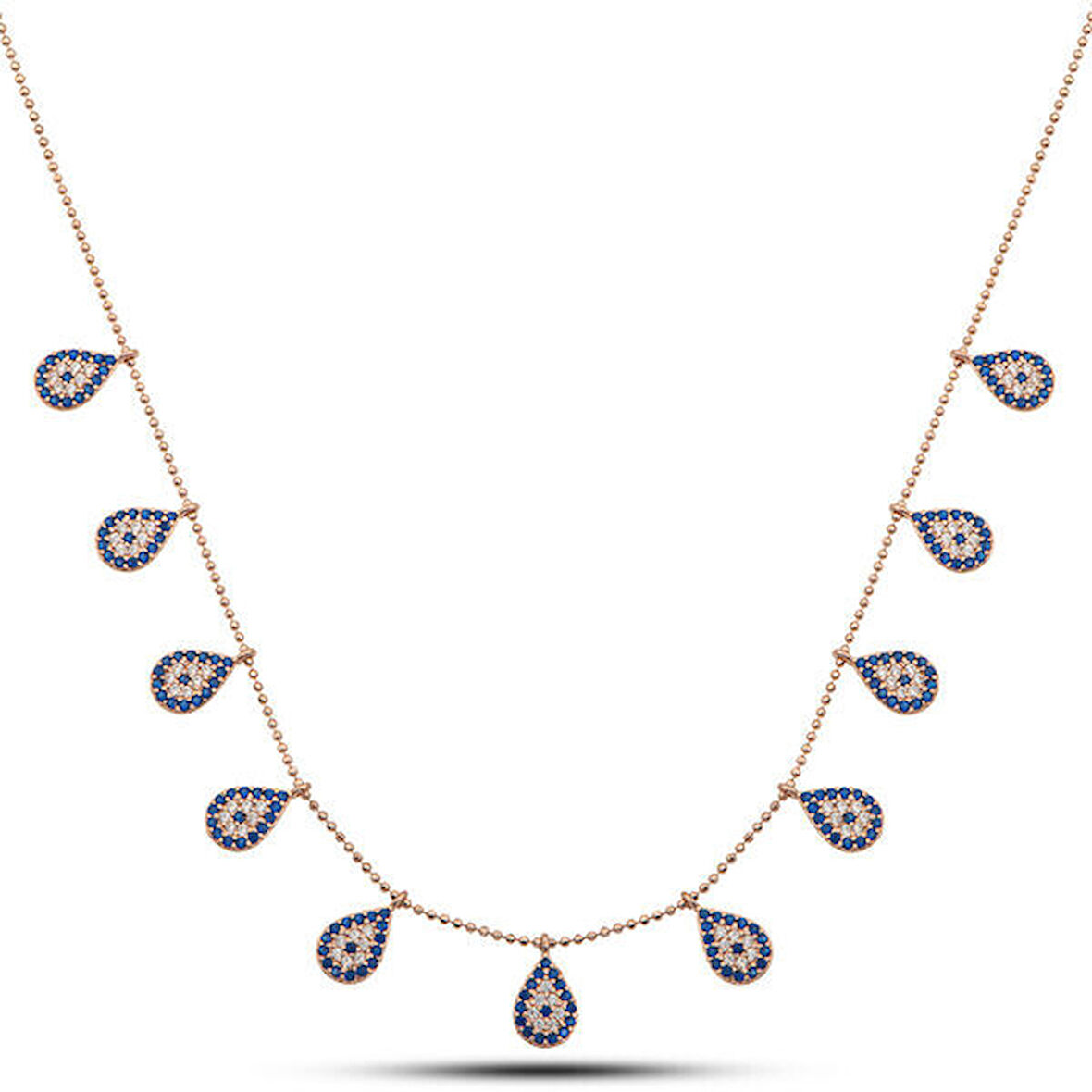 Rose Nazarlı Damla 925 Ayar Gümüş Kadın Kolye