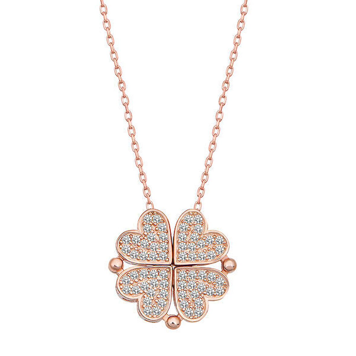 Rose Açılabilen Yonca 925 Ayar Gümüş Kadın Kolye