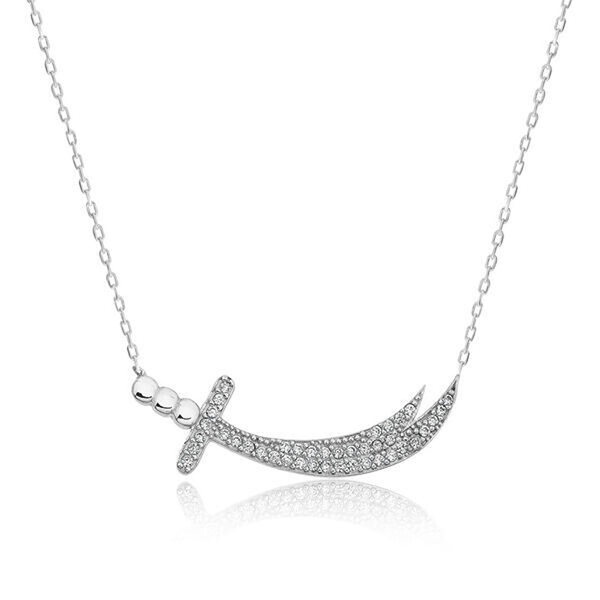 Zirkon Taşlı Zülfikar 925 Ayar Gümüş Kadın Kolye