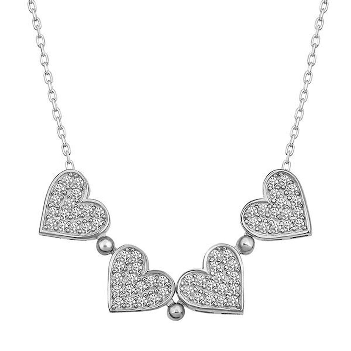 Beyaz Taşlı Açılabilen Kalpli 925 Ayar Gümüş Kadın Kolye