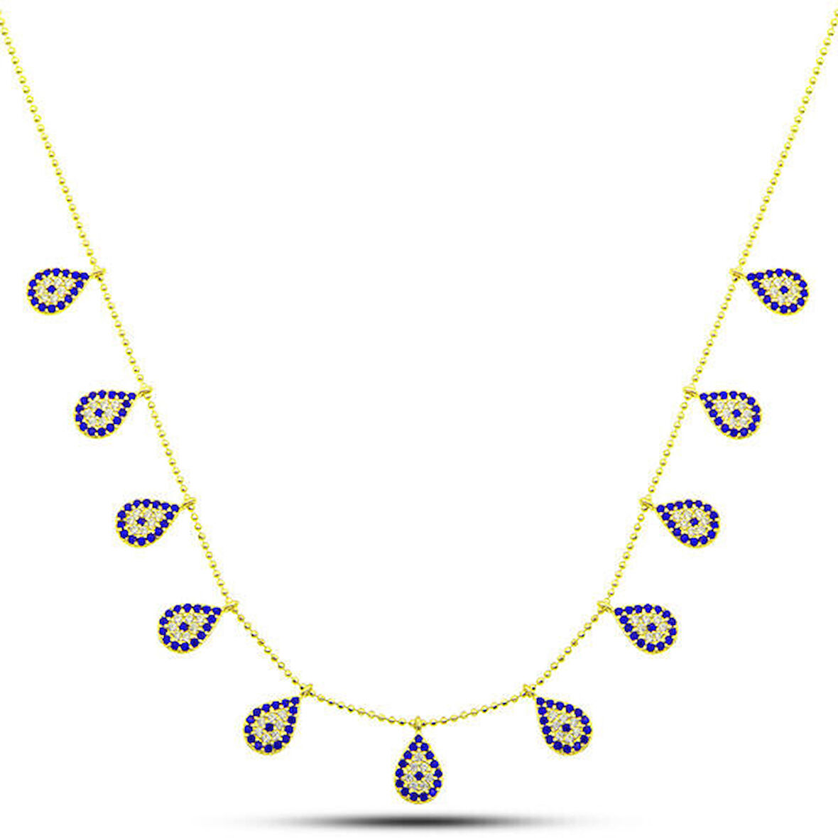 Gold Damla Nazarlı 925 Ayar GümşüşKadın Kolye