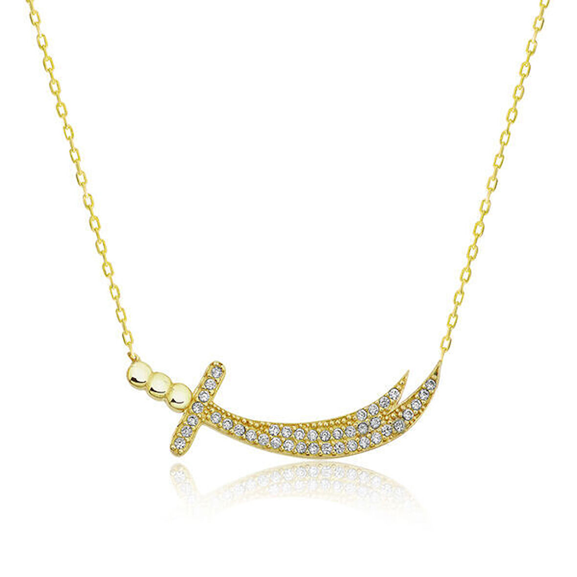 Gold Zülfikar Zirkon Taşlı 925 Ayar Gümüş Kadın Kolye