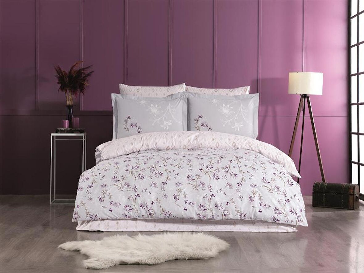 Hobby Çift Kişilik Poplin Nevresim Jardin Mor