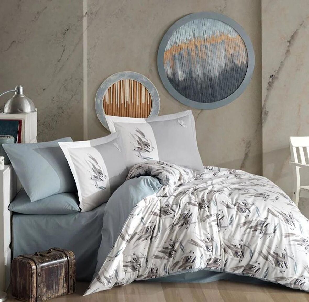 Hobby Çift Kişilik Poplin Nevresim Estate Taş